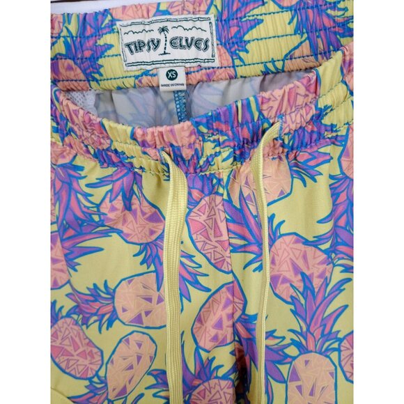 Tipsy Elves Womens XS‎ Pineapple Print Yellow Athletic Shorts With Drawstring - Picture 7 of 8